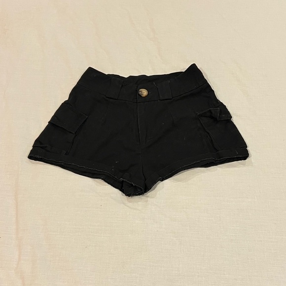 shein utility cargo shorts dual pocket black flap pocket women's small - Picture 4 of 7